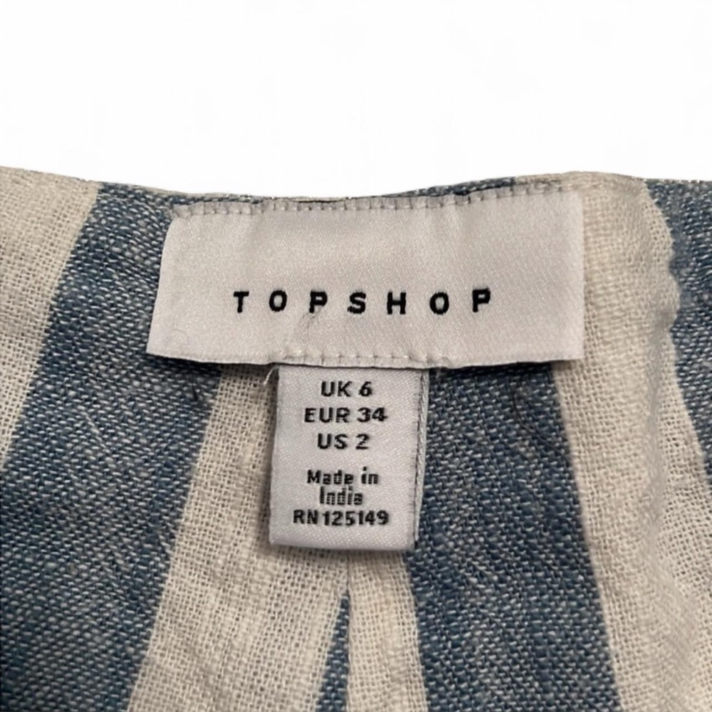 Topshop Stripe Tie Waist Linen Blend Shorts Size 2 - Picture 7 of 9